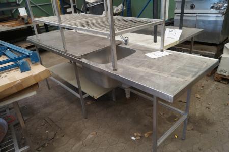 Stainless wash stand 260 cm depth 70 cm