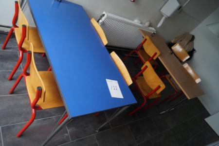 2 pcs canteen tables with 9 chairs. 160x80 cm