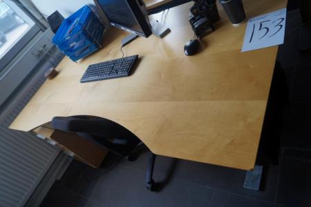 Desk 180X100 cm including drawer PC and monitor with no hard drive, including racking papers not included. Jacobsen radio etc.
