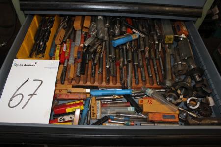 Contents in drawer drill, cutters, milling tools, etc.