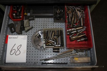 Contents in drawer clips, cutting tools, etc.