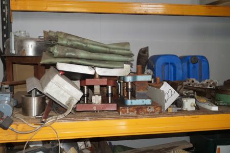 Contents on shelf div press tools and machine parts etc.