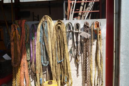Various straps carpets and chains