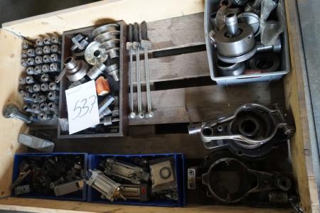Palle with clamp pliers and various machine accessories