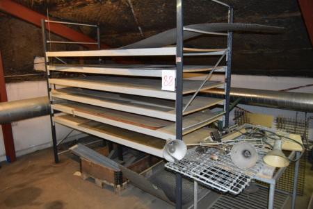 Cold saw, rack m. Contents, div. + Expanded metal sheets. Tray rack not included. Dismantled by the buyer