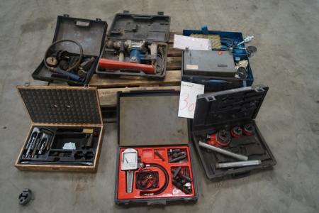 6 tool trays with test equipment, thread tool.