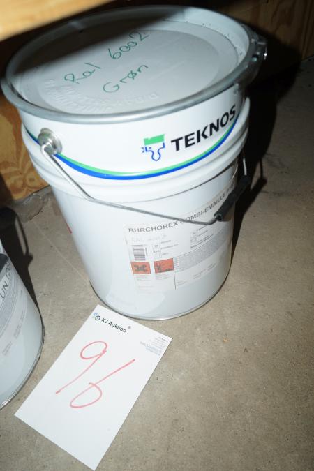 20 Liter RAL 6002 grüne Farbe markiert Teknos.