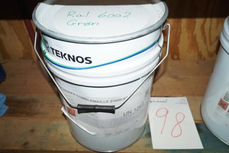 20 Liter RAL 6002 grüne Farbe markiert Teknos.