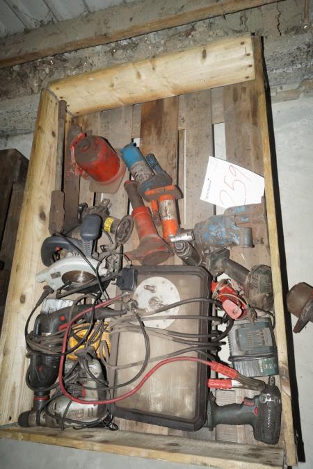 Various jacks and electric tools.
