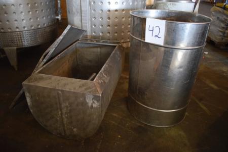 Water container 60 x 100 cm + stainless barrel Ø 65 cm, 320 L