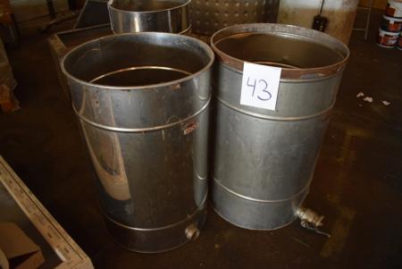 2 pcs. stainless barrels Ø 65 cm, 320 L / pcs.