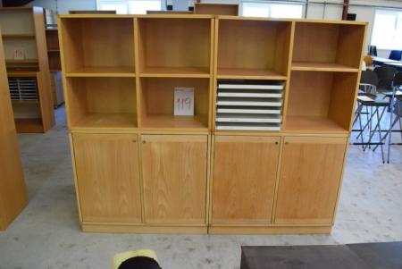 2 pcs. filing cabinets m. doors 190 x 82 cm + 2. shelves 190 x 73 cm