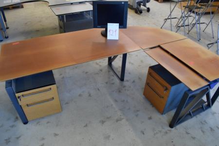 Kirsch Schreibtisch mit 2 Stück. Seitentabellen / Schubladen