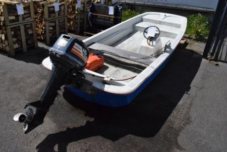 Boat m. Outboard motor 40 horsepower Tohatsu