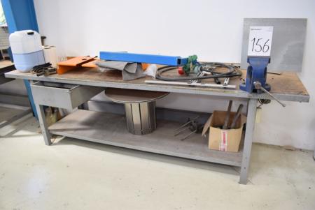 File Bench. Vise + content on the table and cart with paper roll