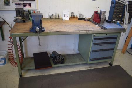 Workbench m. Vise and drawers, 190 cm + L content of the table and drawers