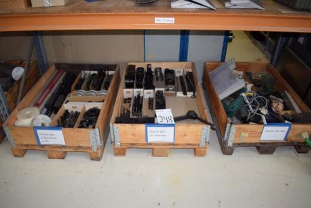 3 pallets with div. parts subsection cutter, 26 "Rewinder and sheeter parts