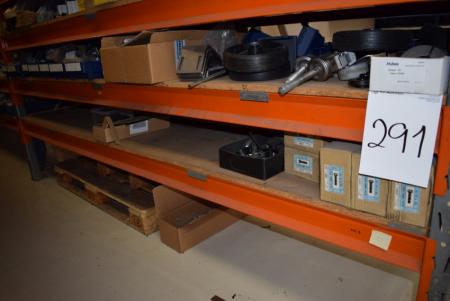 Diverse content of 2 shelves, cylinder, tighten fittings, washers etc.