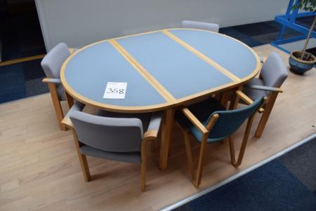 Oval table with 5 chairs + Weeping in pot