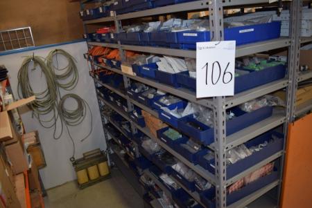 Shelving 9 + 10 with content, multi-conductor, leader, div. Connectors, Indramat etc.