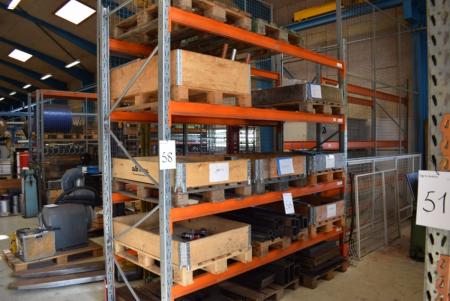 2 phage pallet rack with side members 16, about H 3 m, incl. mounted security grating. May only be picked up by appointment