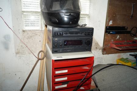 Workshop radio with speaker.