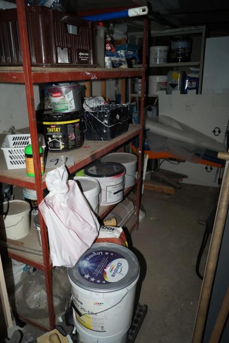 2 shelves with various chemicals.