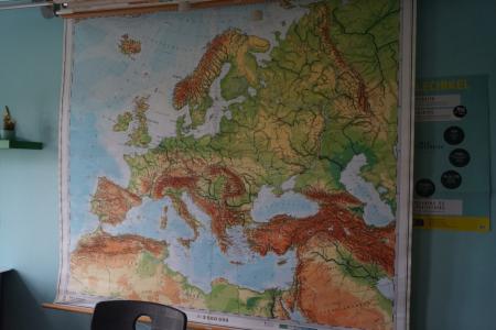 World map, European map and Denmark map with shine.