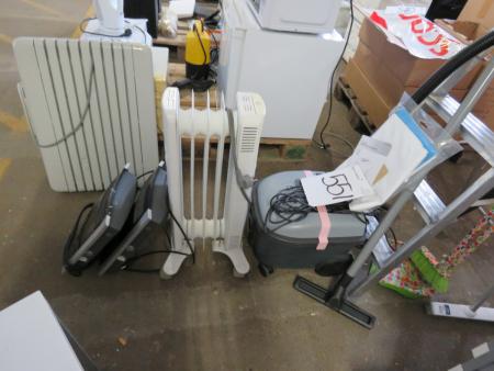 Støvsuger Nilfisk + stige + radiator + varmeblæsere (stand ukendt)