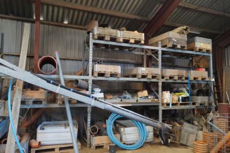 Pallet roll with various sewer fittings, fittings, etc.