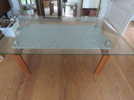 Sofabord med glas og granitplade