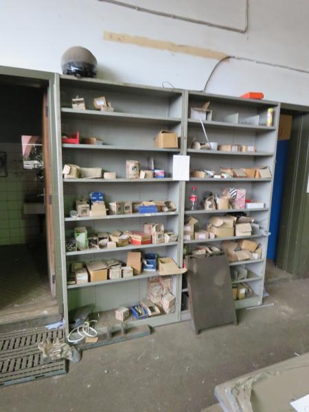 2 piece steel shelves with contents. 210x100x30 cm