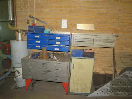 Cabinets with various turning tools.