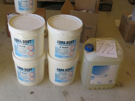 32 kg Abra Bost for industrial furnace cleaning. + 20 liters Bistro Alu 742 Alkaline Machine Detergent.