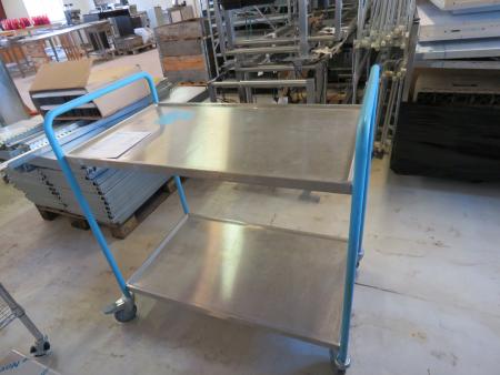 Rolling table with stainless steel plate. 95x75x100 cm