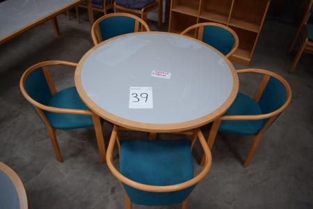 Round table Ø 120 cm + 5 pcs. chairs