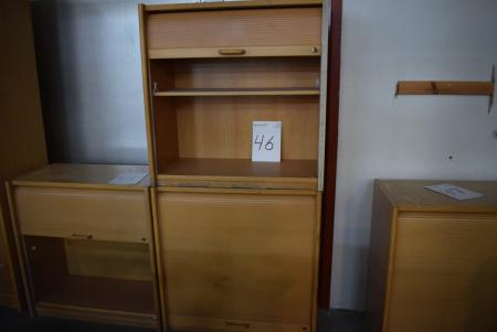2 pcs. filing cabinets m. tambour door 80 x 80 cm