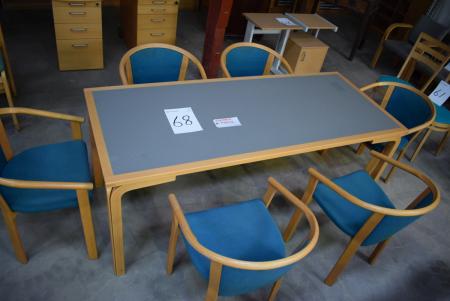 Table 75 cm x 180 m. 6 pcs. chairs