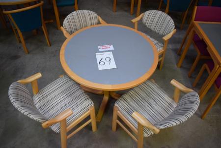 Table Ø 90 cm m. 4 pcs. chairs