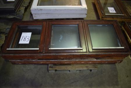 3 pieces. 3-bay windows, wood 66 x 178 cm