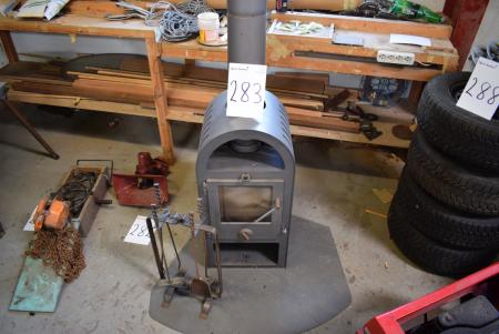 Wood stove with fire tools