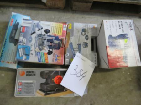 5 pieces. power tools, router, sander, belt sander, delta sander and soldering iron