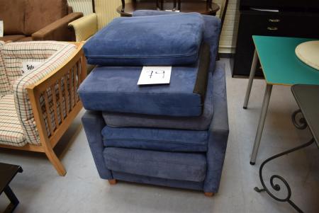 2 seater sofa + armchair blue velvet