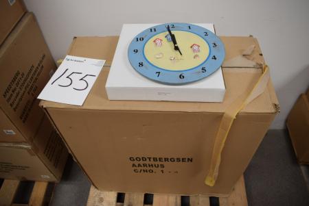 Box w. Wand- Uhr in Holz, 24 Stück.