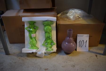 Box m. Kerzenständer für Blockkerze + Box m. Vasen