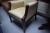 Ovaler Tisch, B 110 cm + 3 Stk. Stühle + 1. Sessel, Stoff Seide