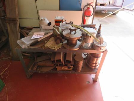 Table with various iron and more.
