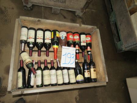 Pallet frame with various wines about 22 bottles