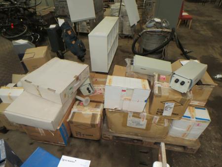 TV video surveillance on 3 pallets various cameras, monitors, fittings with emer.e