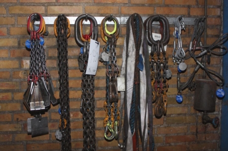 Various hoisting equipment on wall